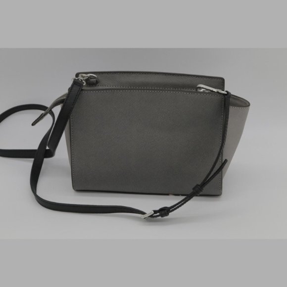 Michael Kors SELMA SATCHEL Shoulder Bag Logo Leather Gray Women - Picture 2 of 6